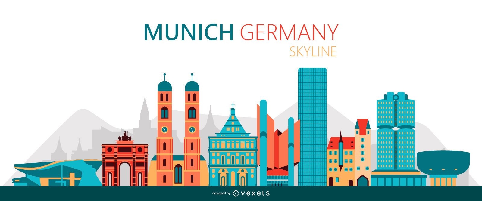 Munich Skyline Illustration Vector Download