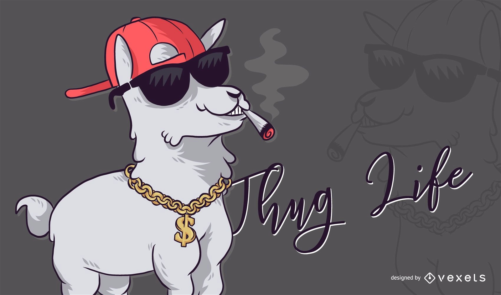 Alpaca Thug Life Illustration Vector Download