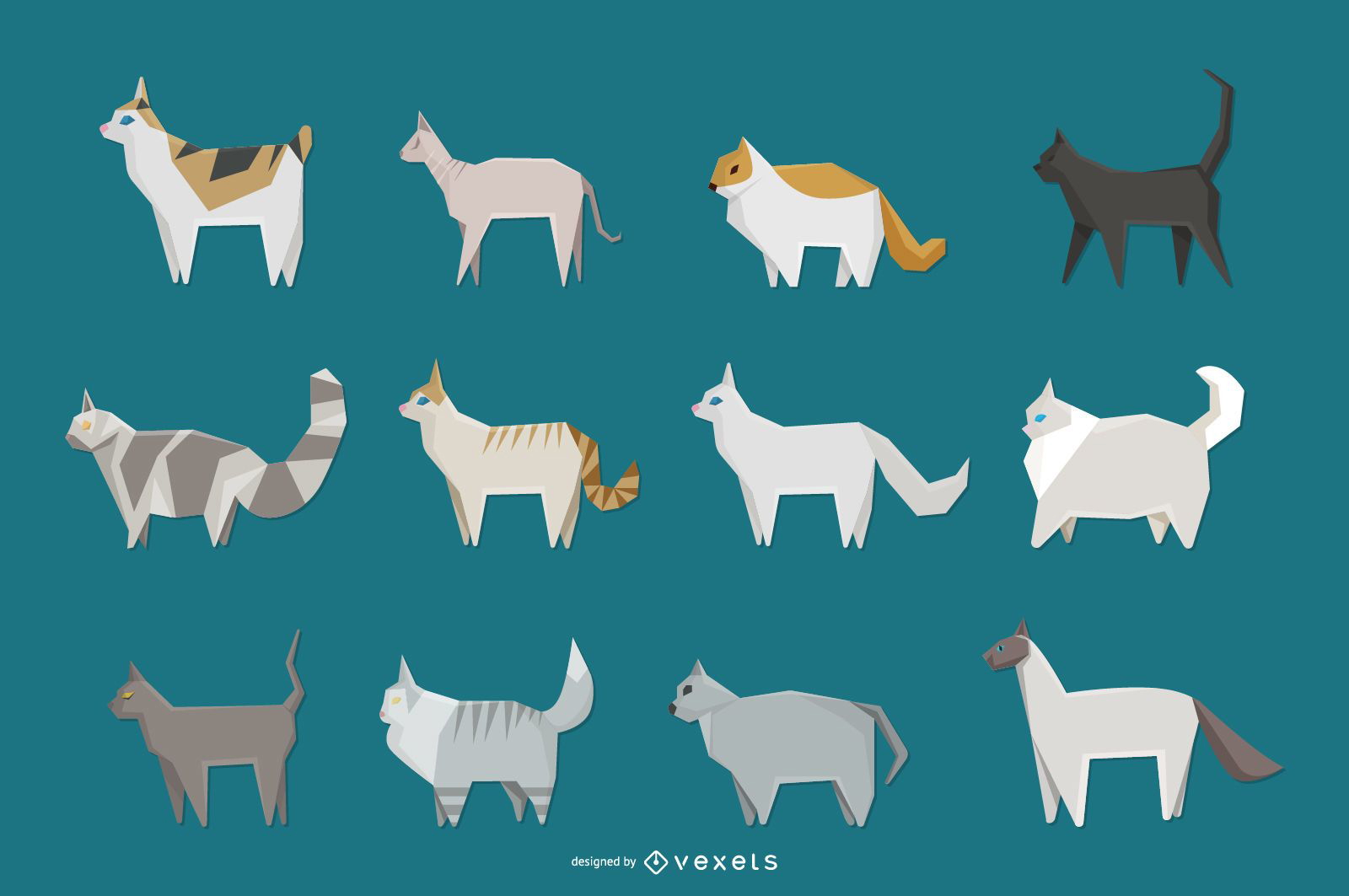 Geometric Cat Icons Set Vector Download