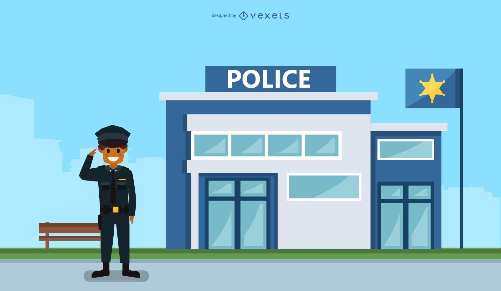 Police Station Illustration Vector Download
