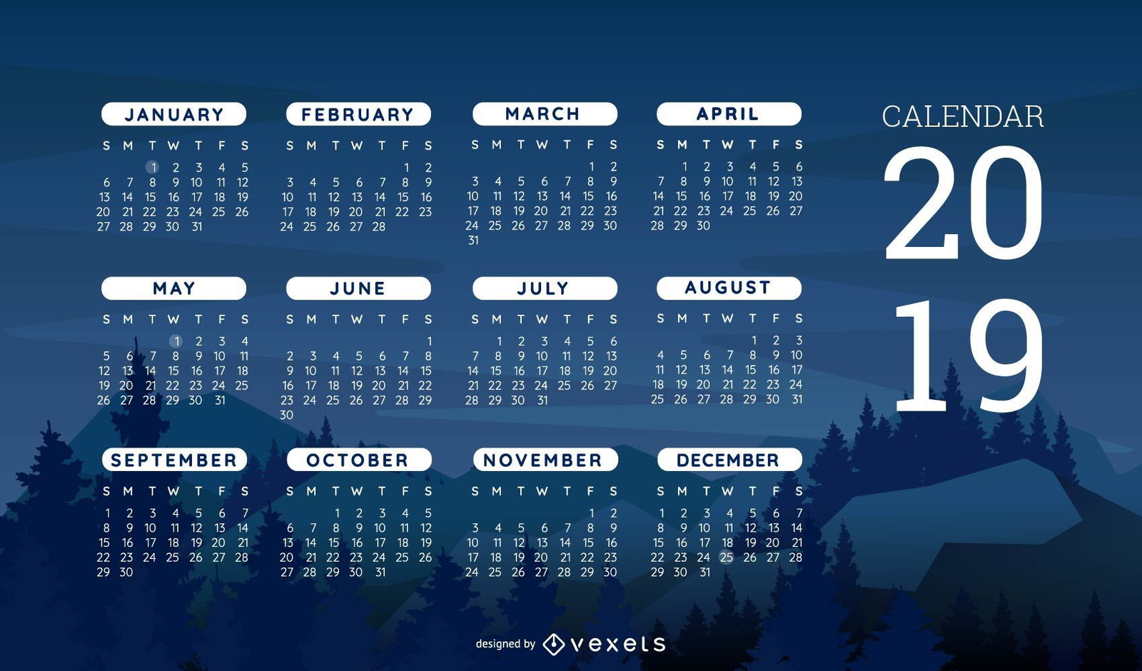 Nature Themed Calendar Design Vector Download