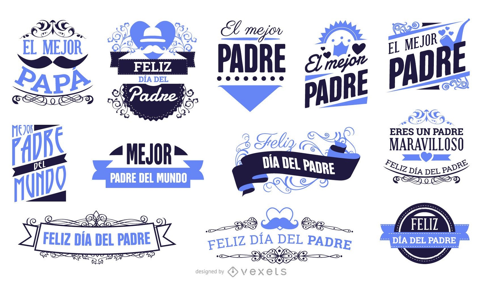 Spanish Fathers Day Badges Vector Download