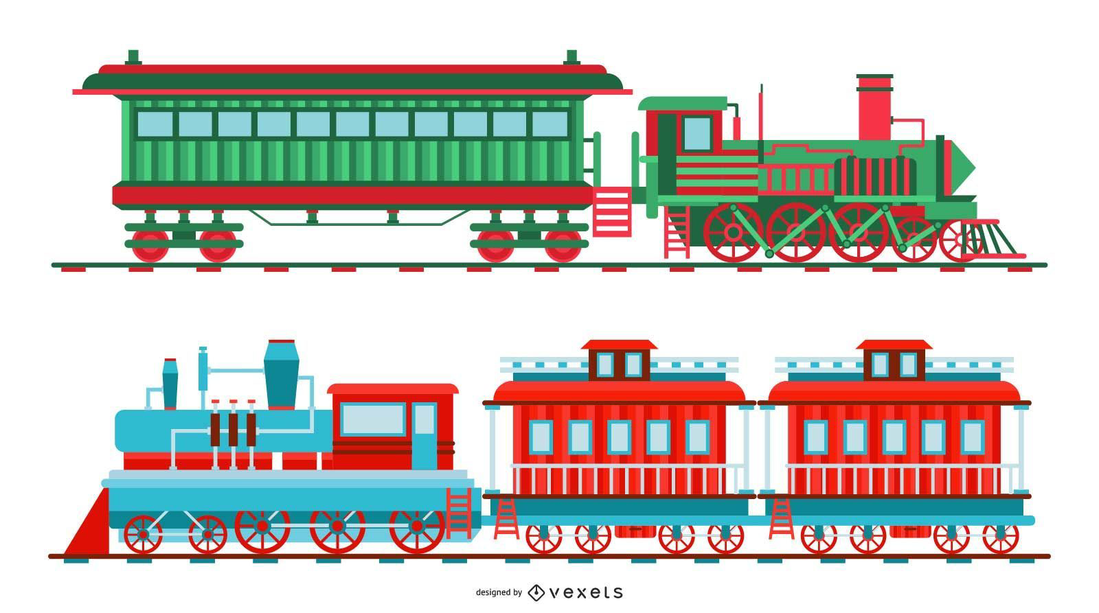 Jogo do trem do vintage ilustração stock. Ilustração de verde - 36048526