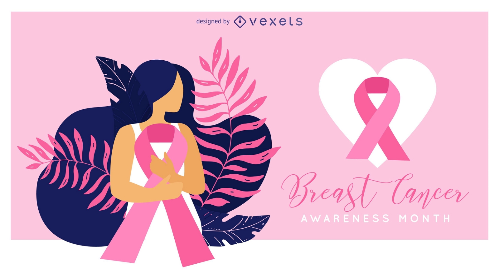 mês de conscientização do câncer de mama, coração e sutiã rosa feminino,  conceito de saúde estilo ícone plano 1859663 Vetor no Vecteezy