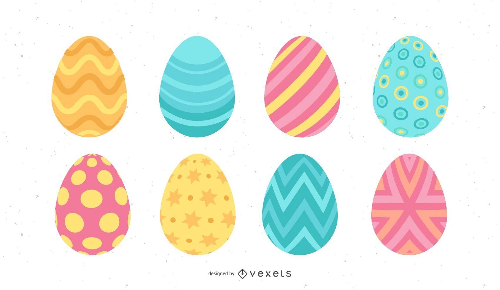 un conjunto de huevos de pascua en colores pastel sobre un fondo