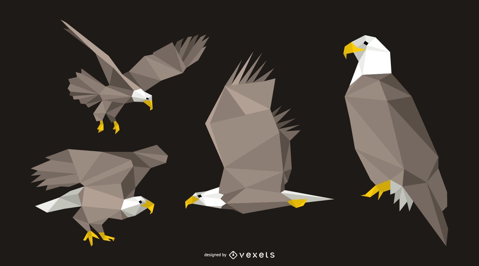 Descarga Vector De Conjunto De Diseño De águila Poligonal