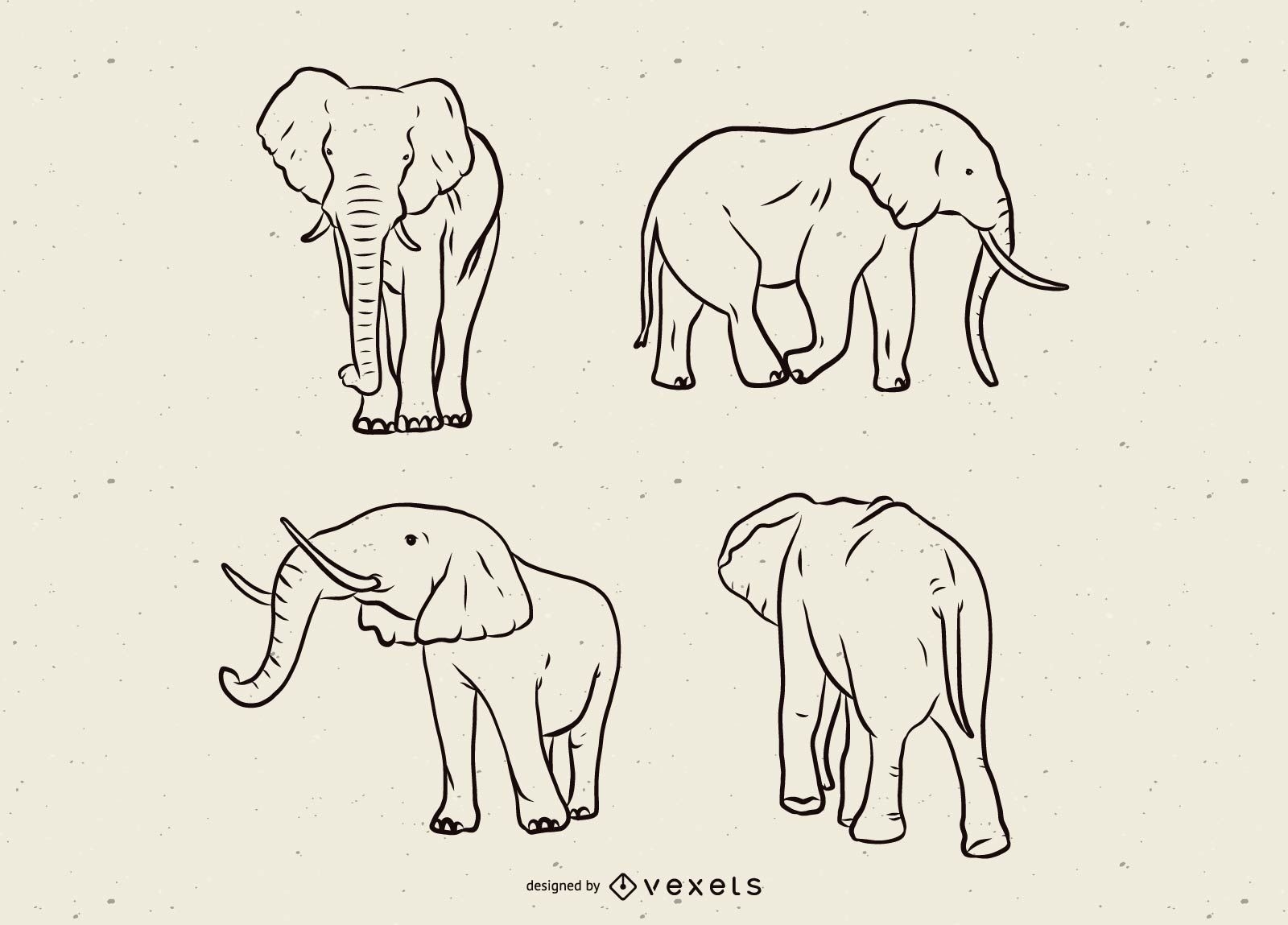 Elephant Line Art Drawing Decor Plate | MeriDeewar