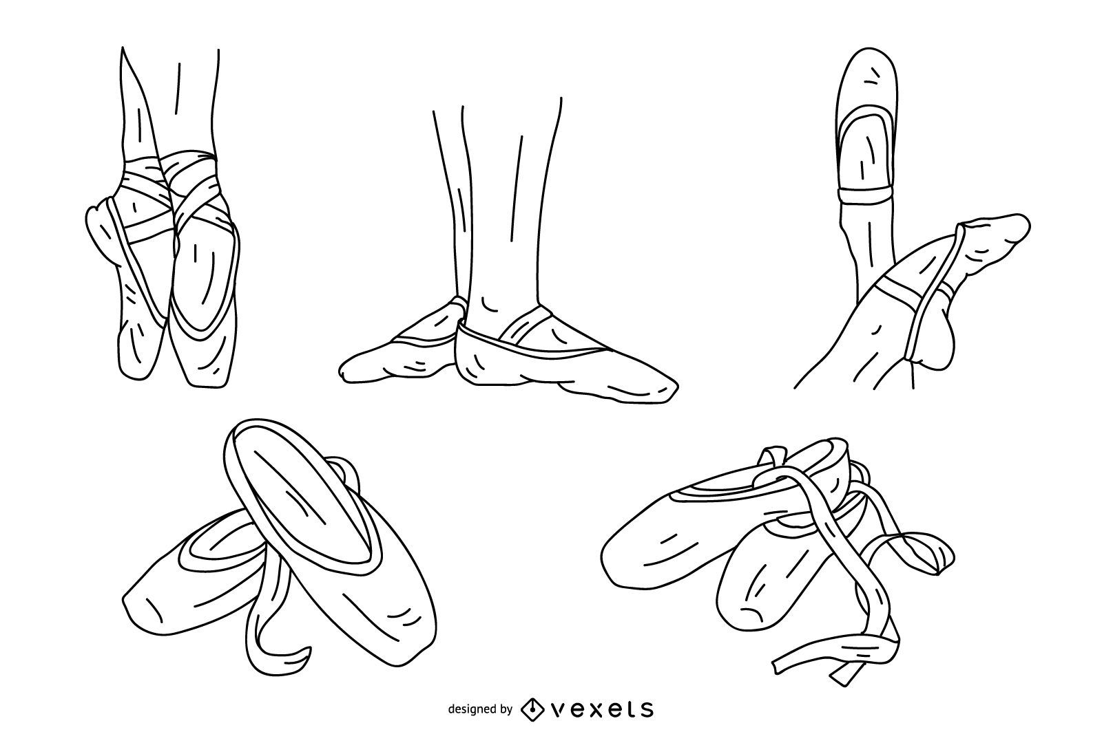 Ballerina Shoes Ink Hand Drawing Outline Stock Illustration  Download  Image Now  Art Ballet Ballet Shoe  iStock