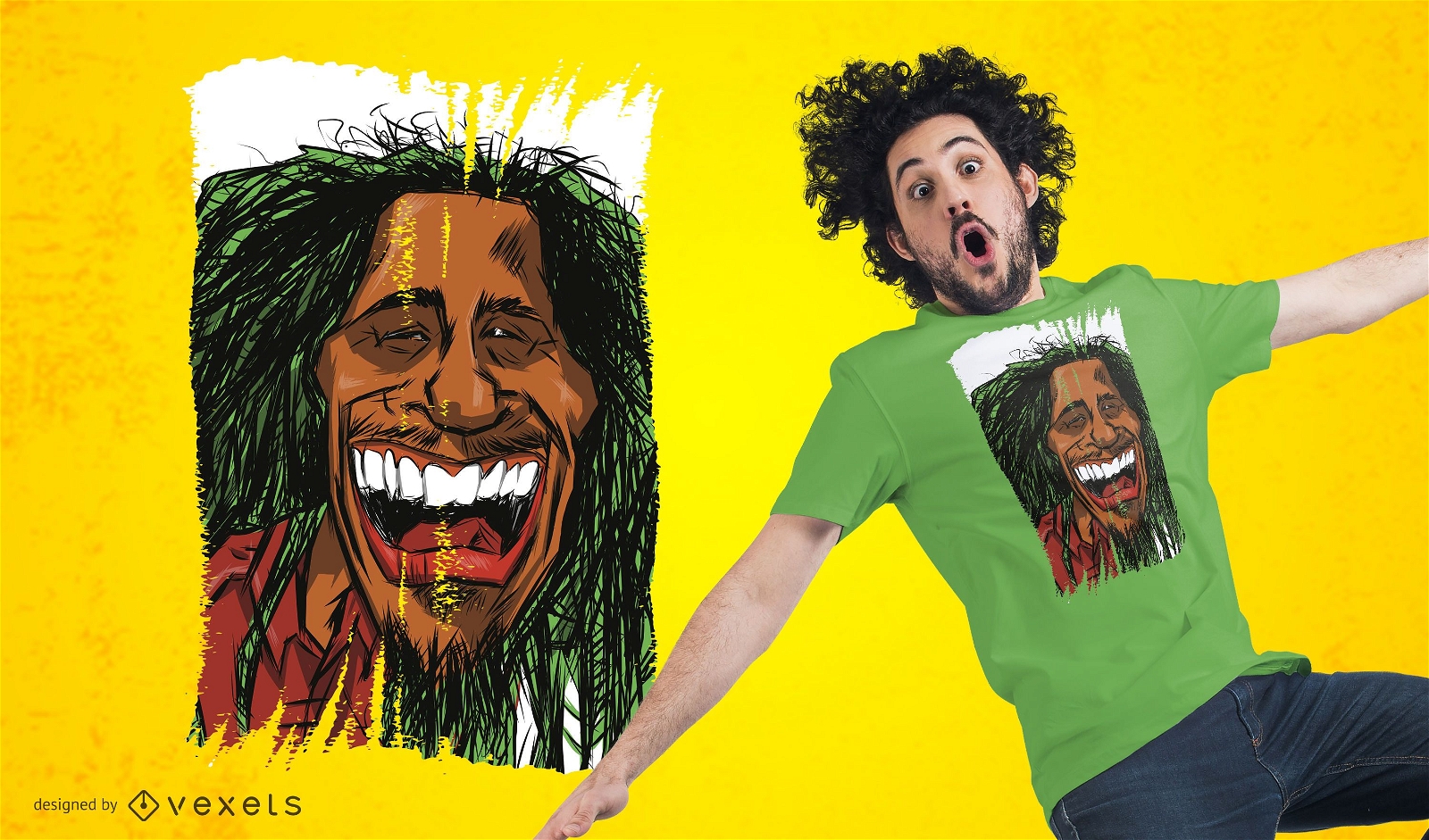Rasta Man Cartoon T-Shirt Design Vector Download