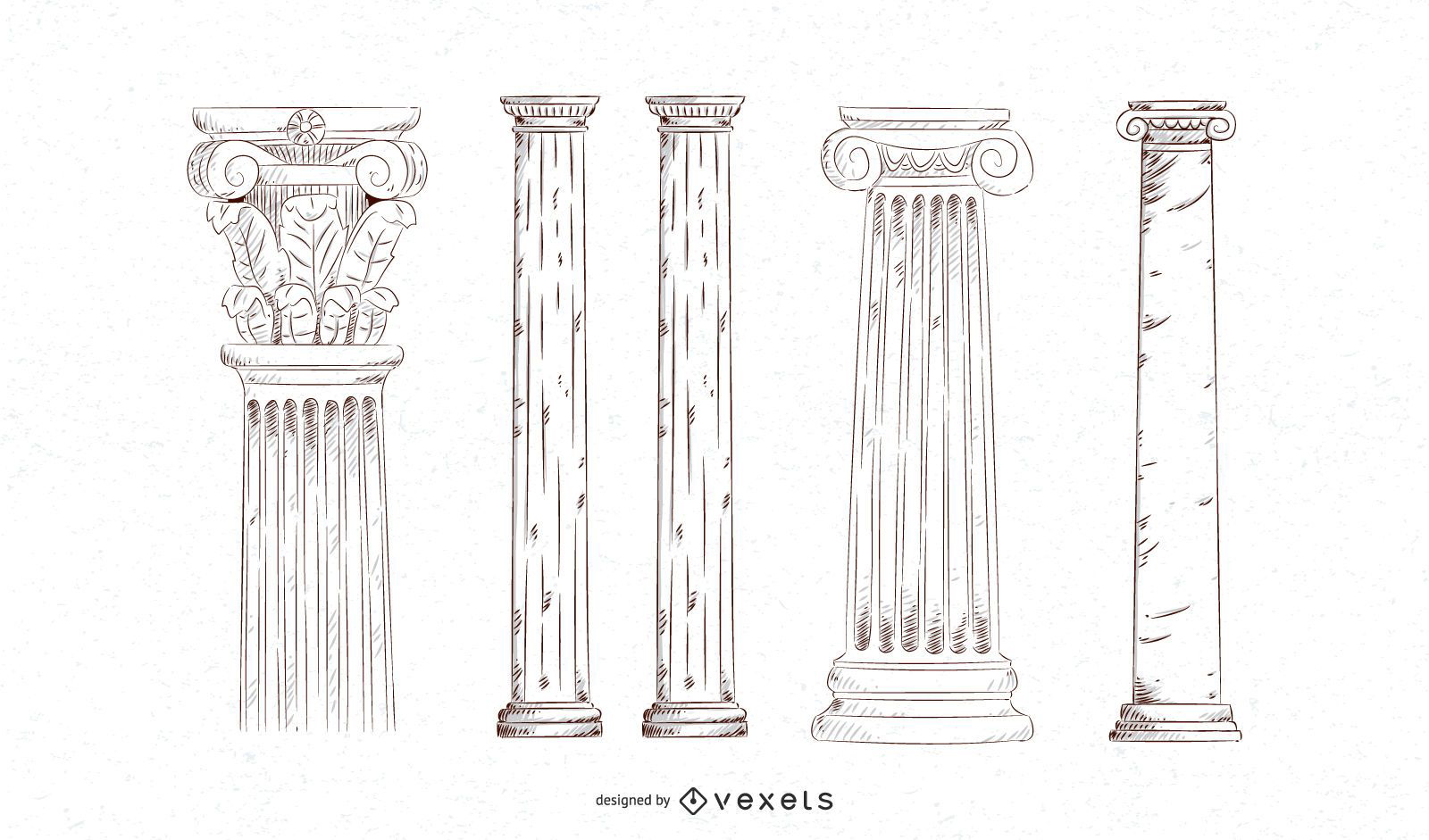 Hand Drawn Pillar Set Vector Download