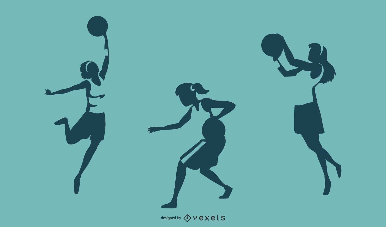 girls basketball silhouette vector