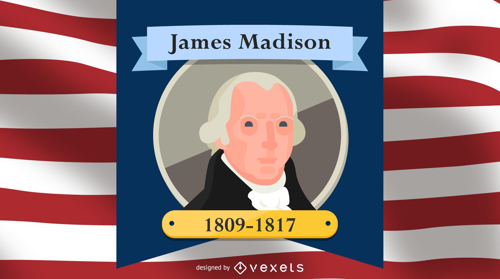 James Madison Cartoon Illustration Vector Download