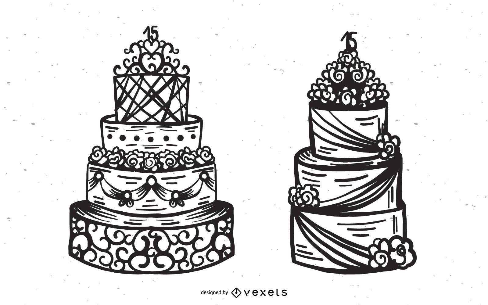 Wedding Cake Vector Set Vector Download 5048