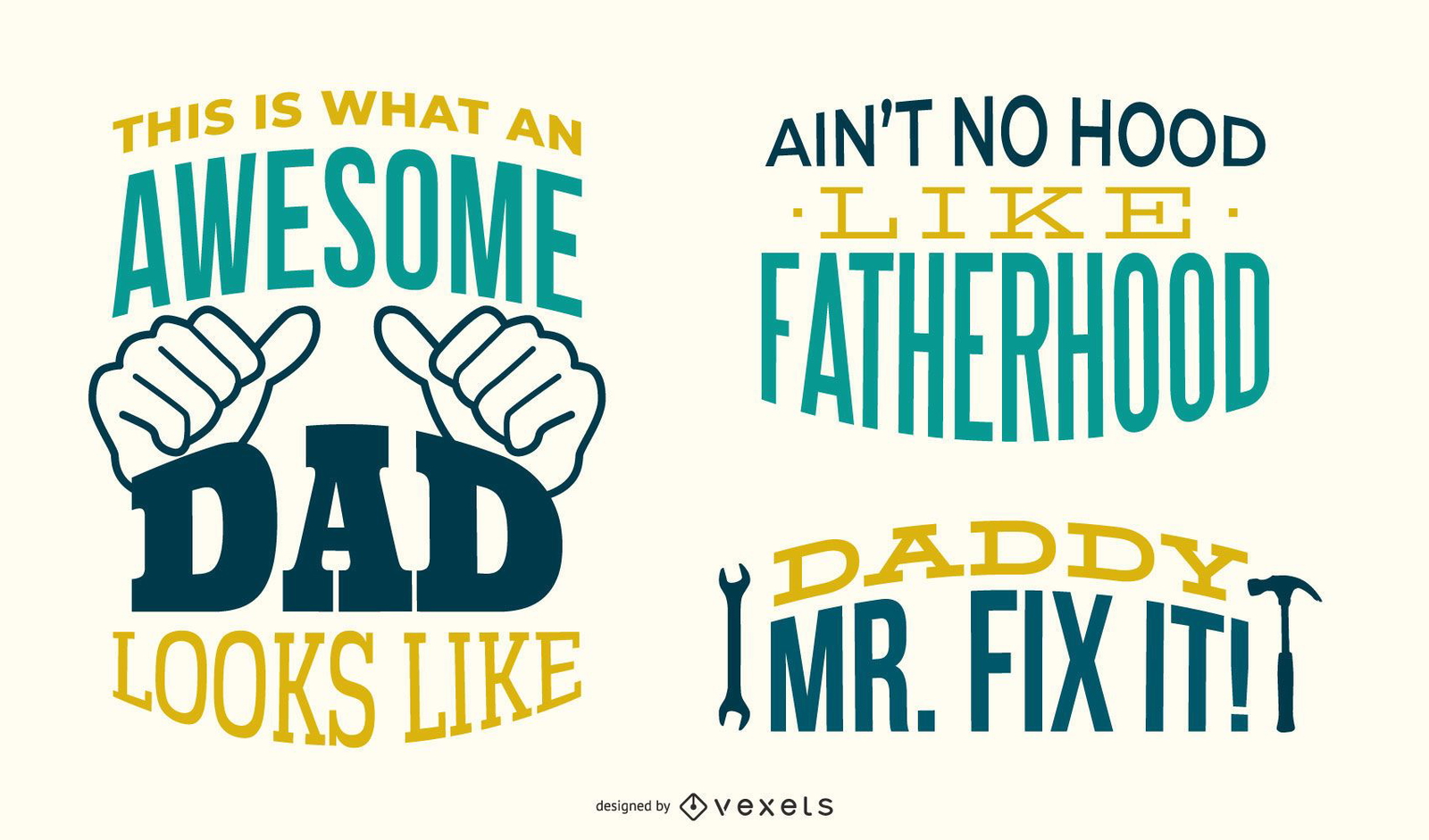 Cool Dad Lettering Set Vector Download