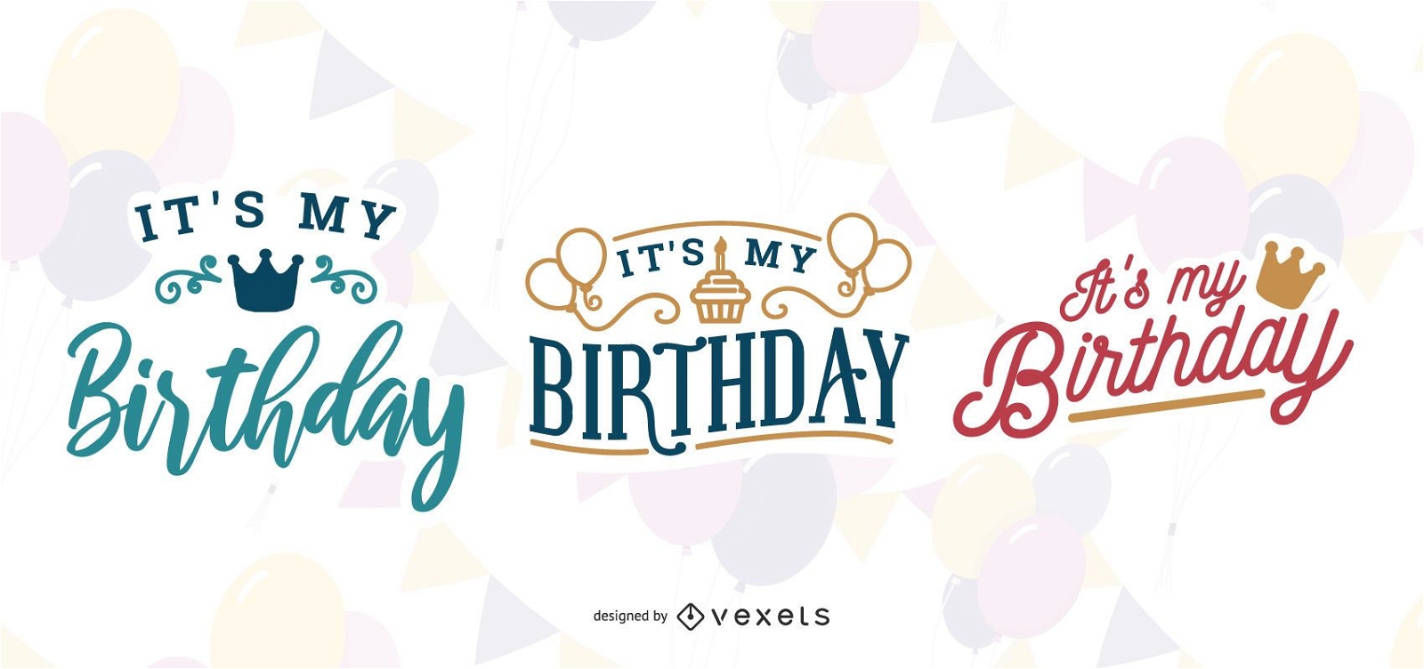 It's My Birthday Lettering Set Vector Download