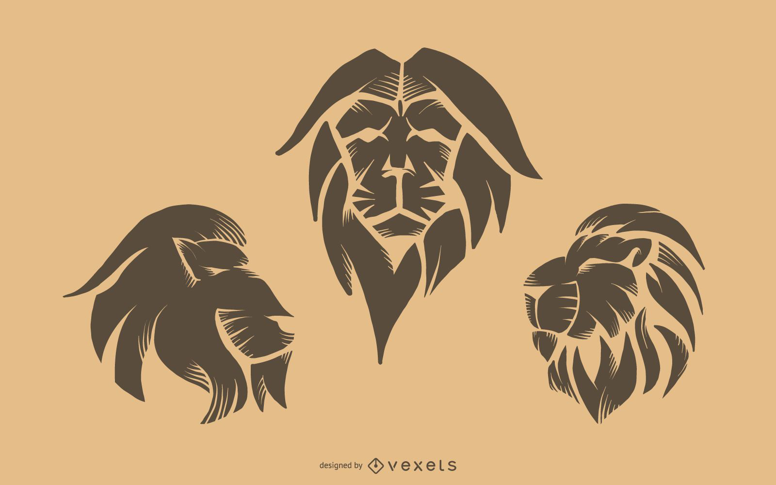 Premium Vector | Lion head face logo silhouette black icon tattoo mascot  hand drawn lion king silhouette animal