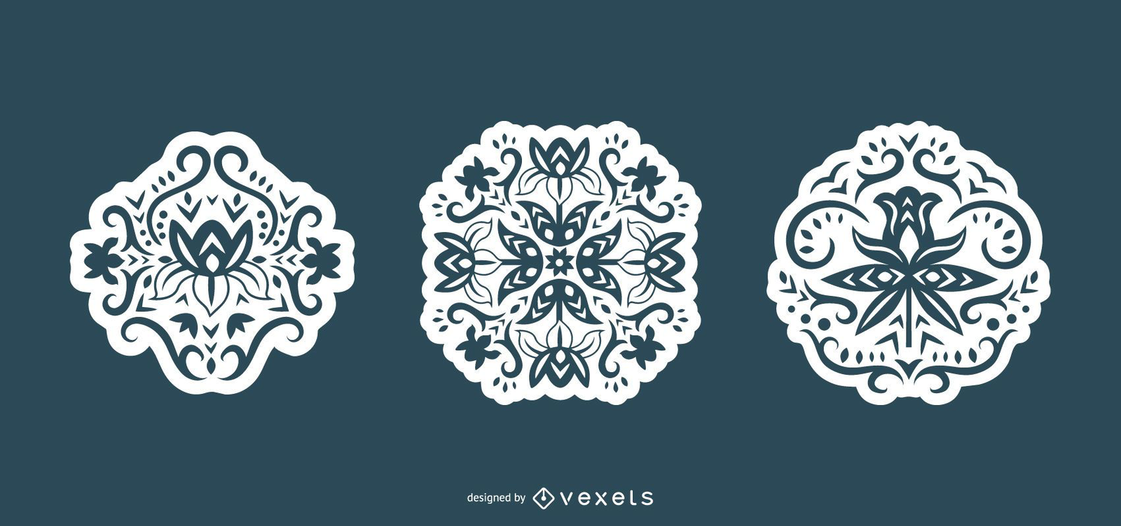 Swirl Flowers Scandinavian Silhouette Set Vector Download