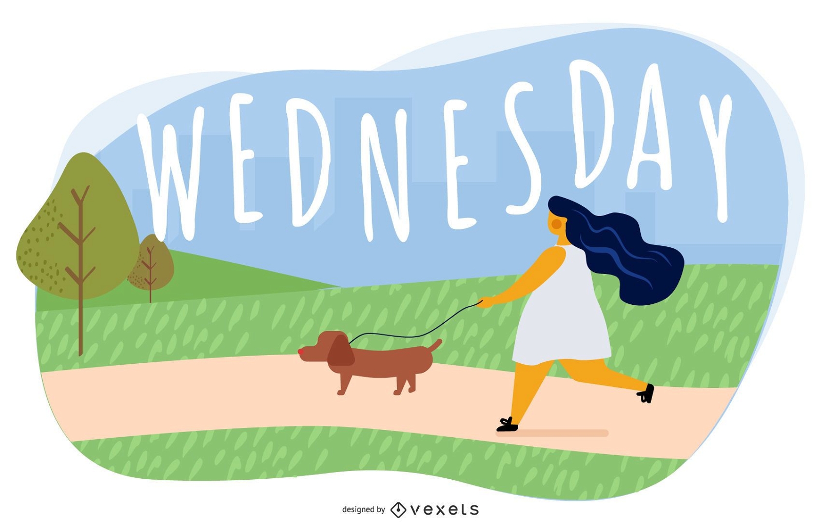 Wednesday Cartoon Illustration Design Vector Download