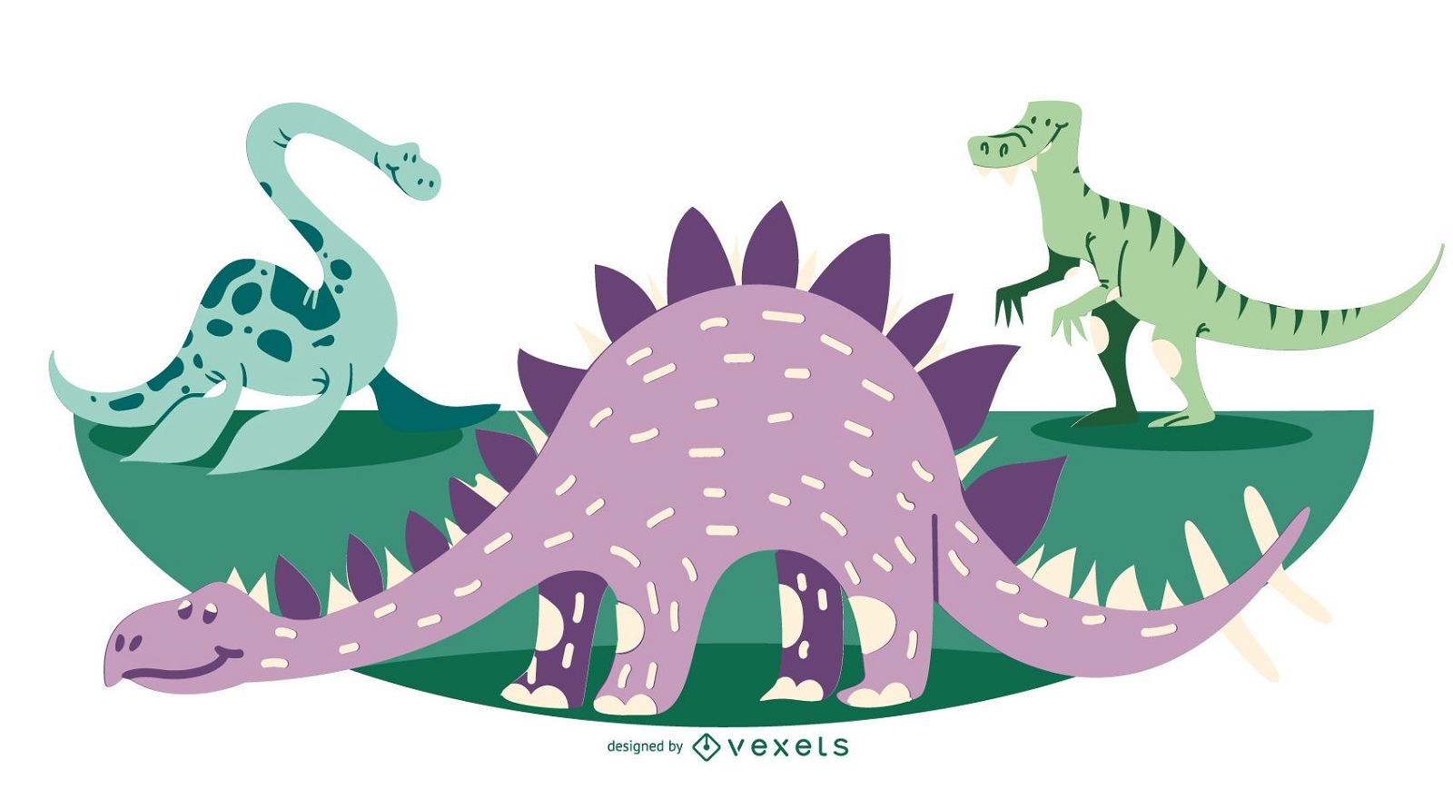Cute Cartoon Dinosaur Illustration Vector Download