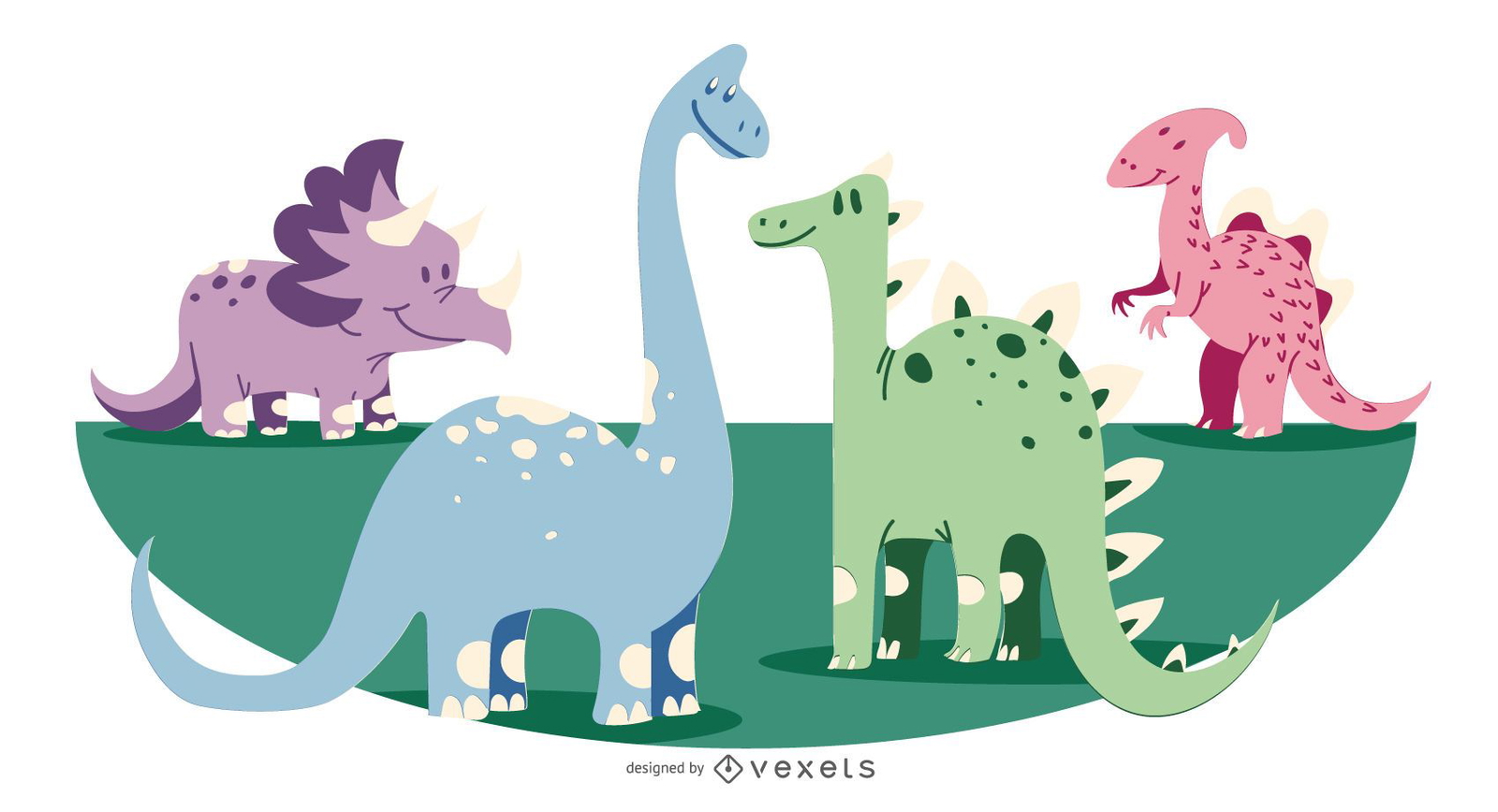 design de ilustração de desenho animado de dinossauro fofo