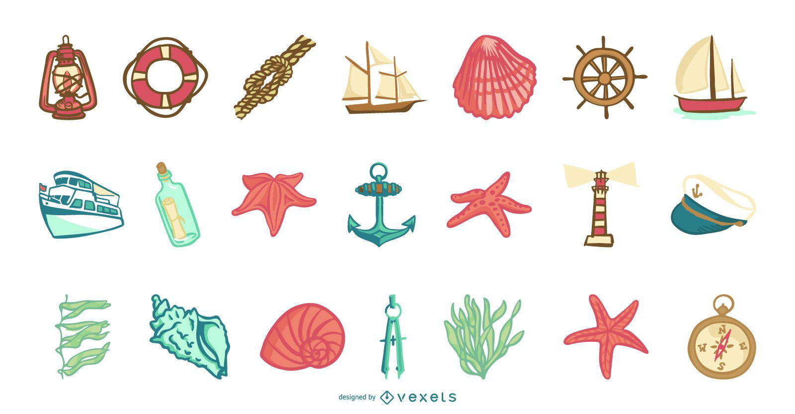 Sea Elements Collection Vector Download