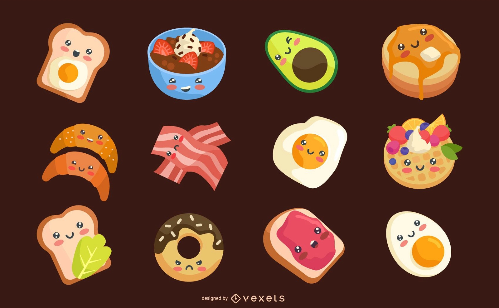 Cute Food Stickers, Food Kawaii Stickers Set PNG