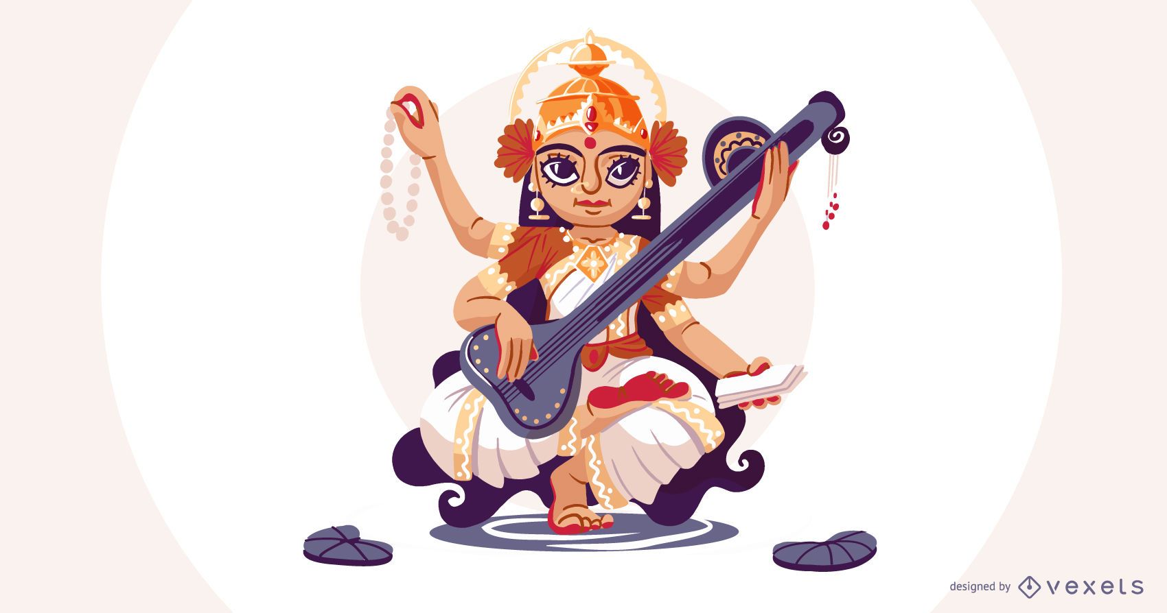 Hindu Goddess Saraswati Illustration Vector Download Hindu Goddess Saraswati Illustration Vector Download