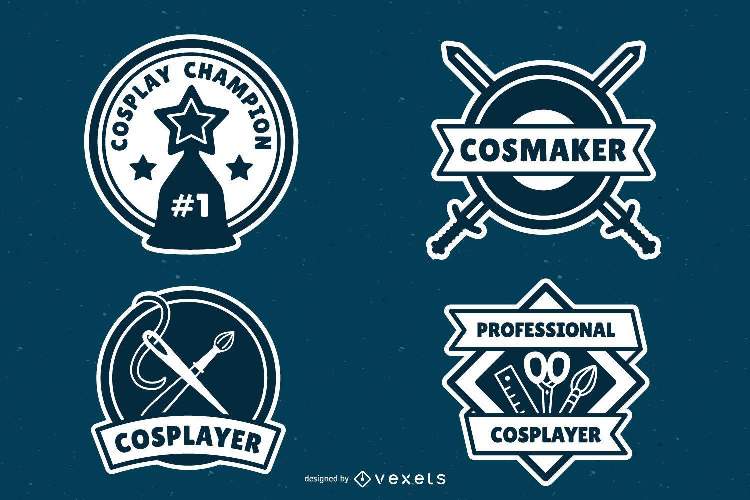 Cosplay Badges Pack Vector Download