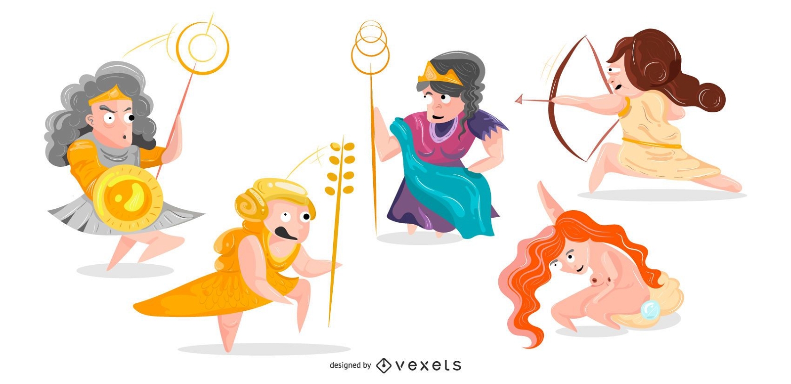 Greek Gods Goddess Cartoon Illustration Pack Vector Download
