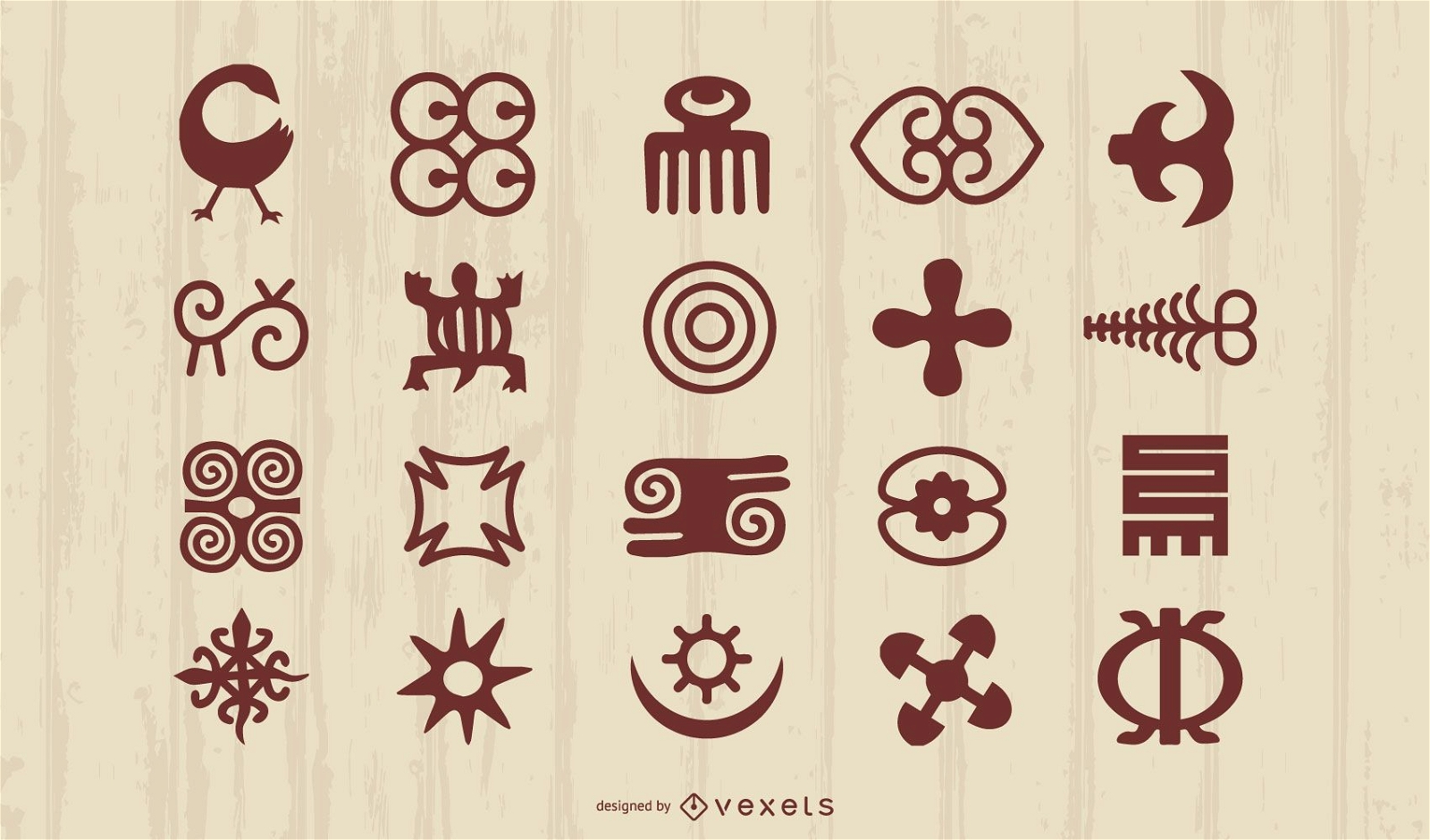 Adinkra African Symbols Silhouette Set