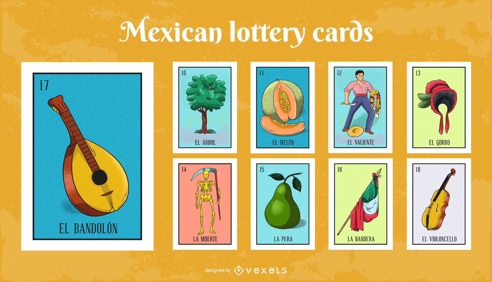 Mexican Lottery Cards Pack 2 Vector Download 0896