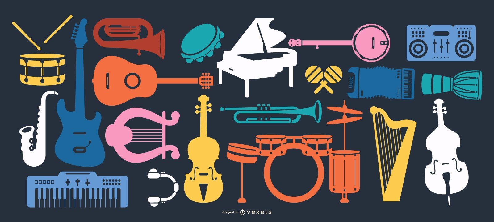 Music Instruments Silhouette Collection Vector Download