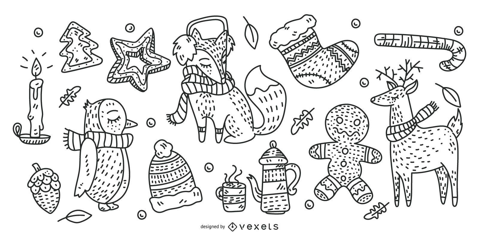 Hand Drawn Christmas Element Set Vector Download