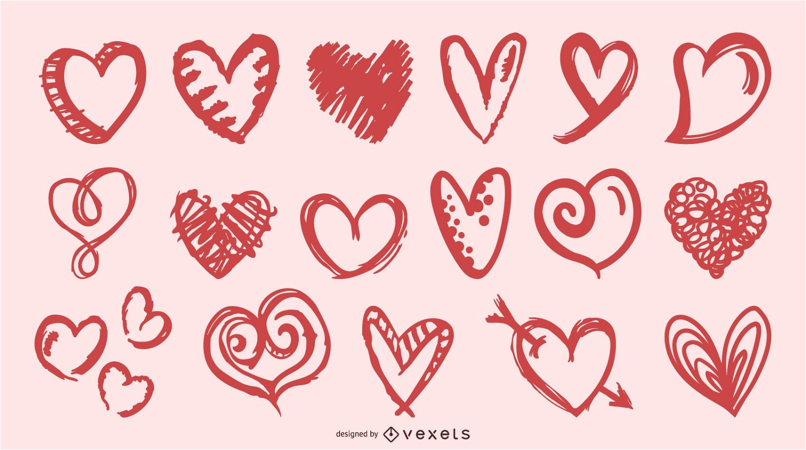 Brush Heart Shapes Collection Vector Download