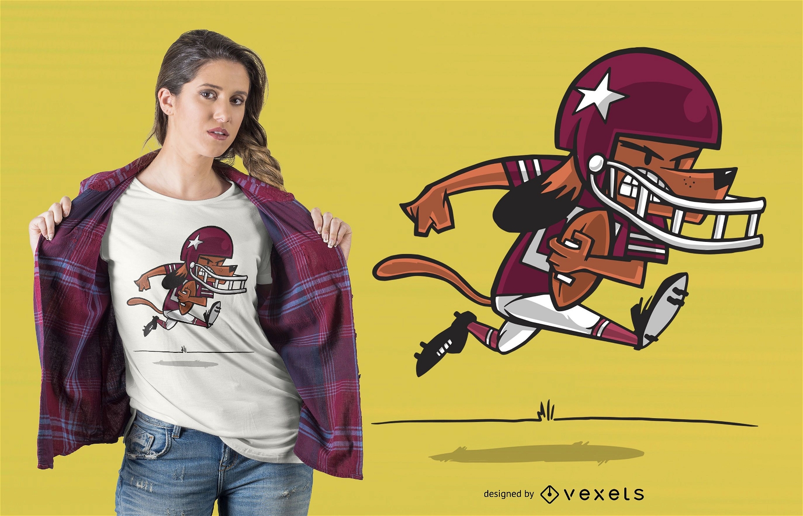 Football Dog T-shirt Design Vector Download