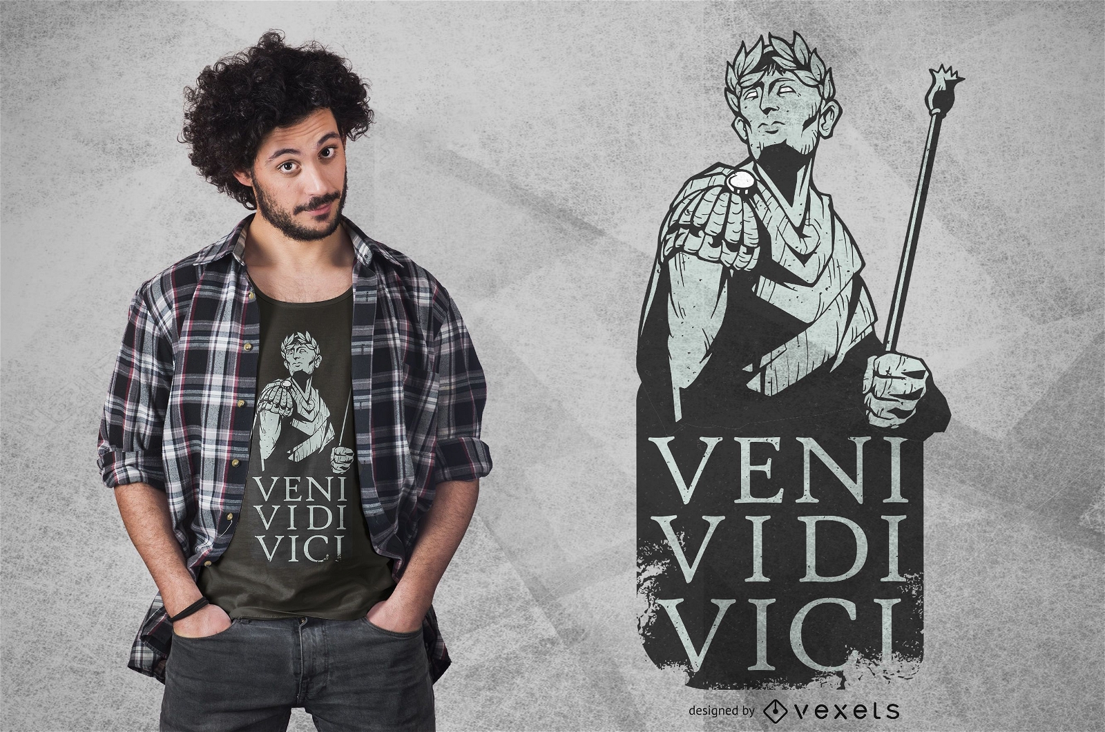 Vetor de Veni Vidi Vici. Latin Quote Poster. Translation: I came