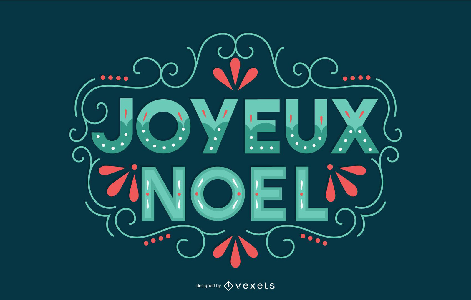 French Christmas Lettering Banner Vector Download