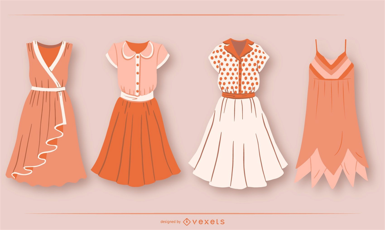 Short Dress Clothing Design Set Vector Download