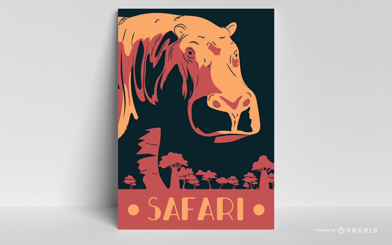 Safari Hippopotamus Poster Design Vector Download