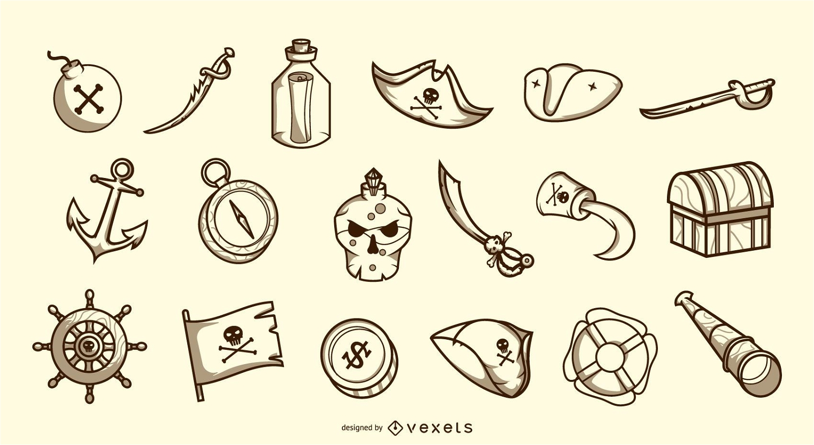 Colección de iconos planos accesorios pirata Vector de Stock de  ©lesia.dubnytska.gmail.com 106948668