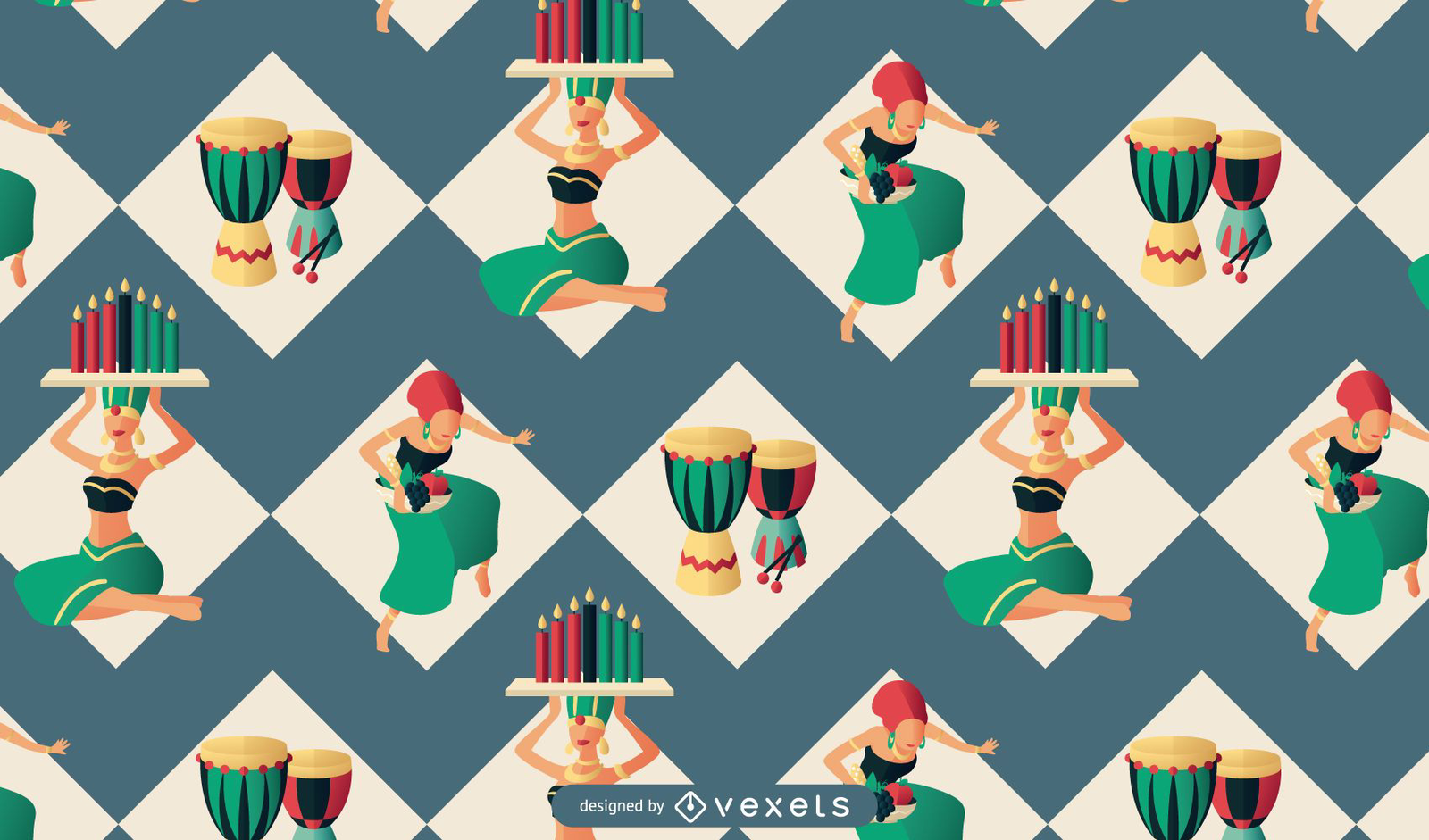 Kwanzaa People Pattern Design Vector Download