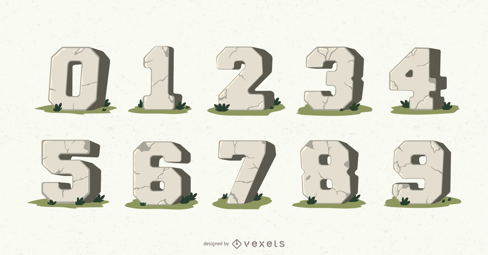 Stone Numbers Vector Set Vector Download