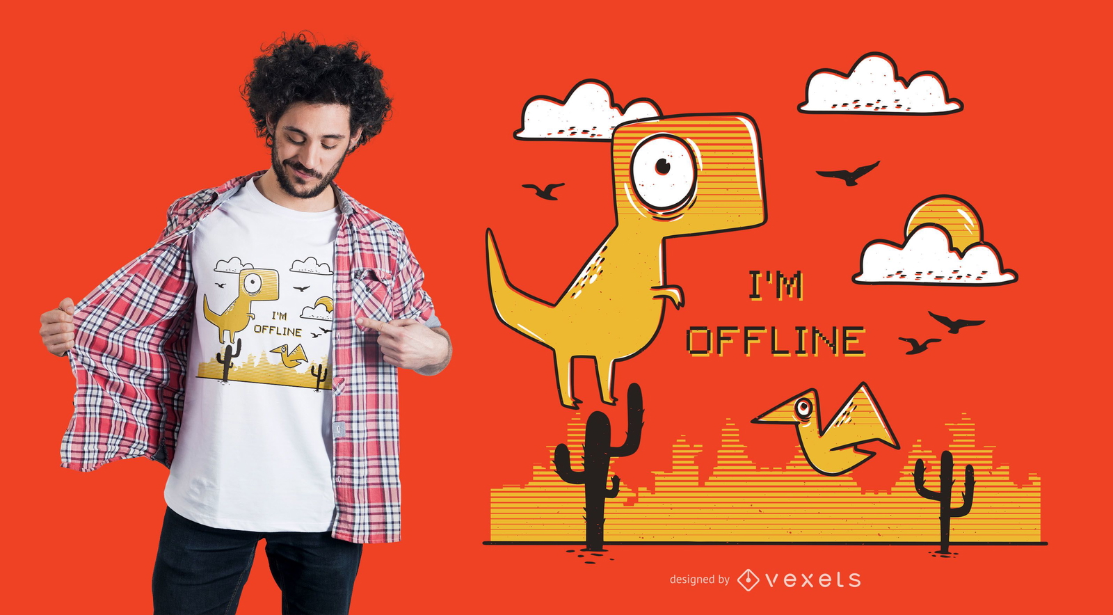 Baixar Vetor De Design De Camiseta Do Jogo Offline De Dinossauro