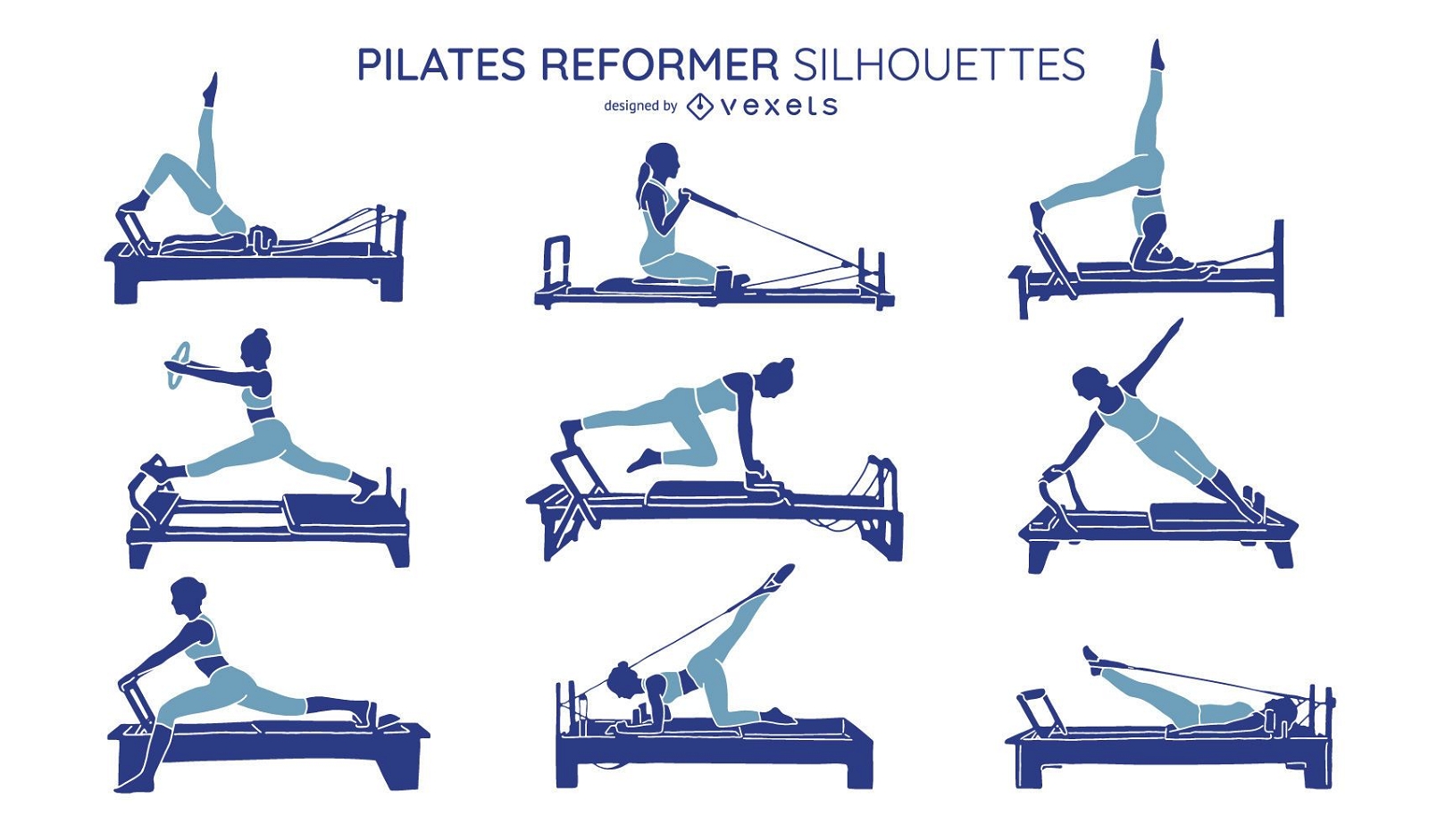 Set of Pilates Workouts Design Stock Vector - Illustration of collection,  exercise: 89698736