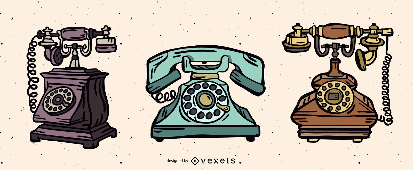 Vintage Telephone Illustration Pack Vector Download