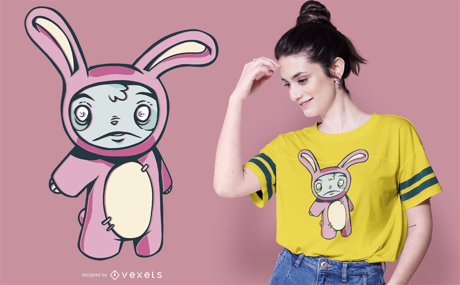Zombie Bunny T-shirt Design Vector Download