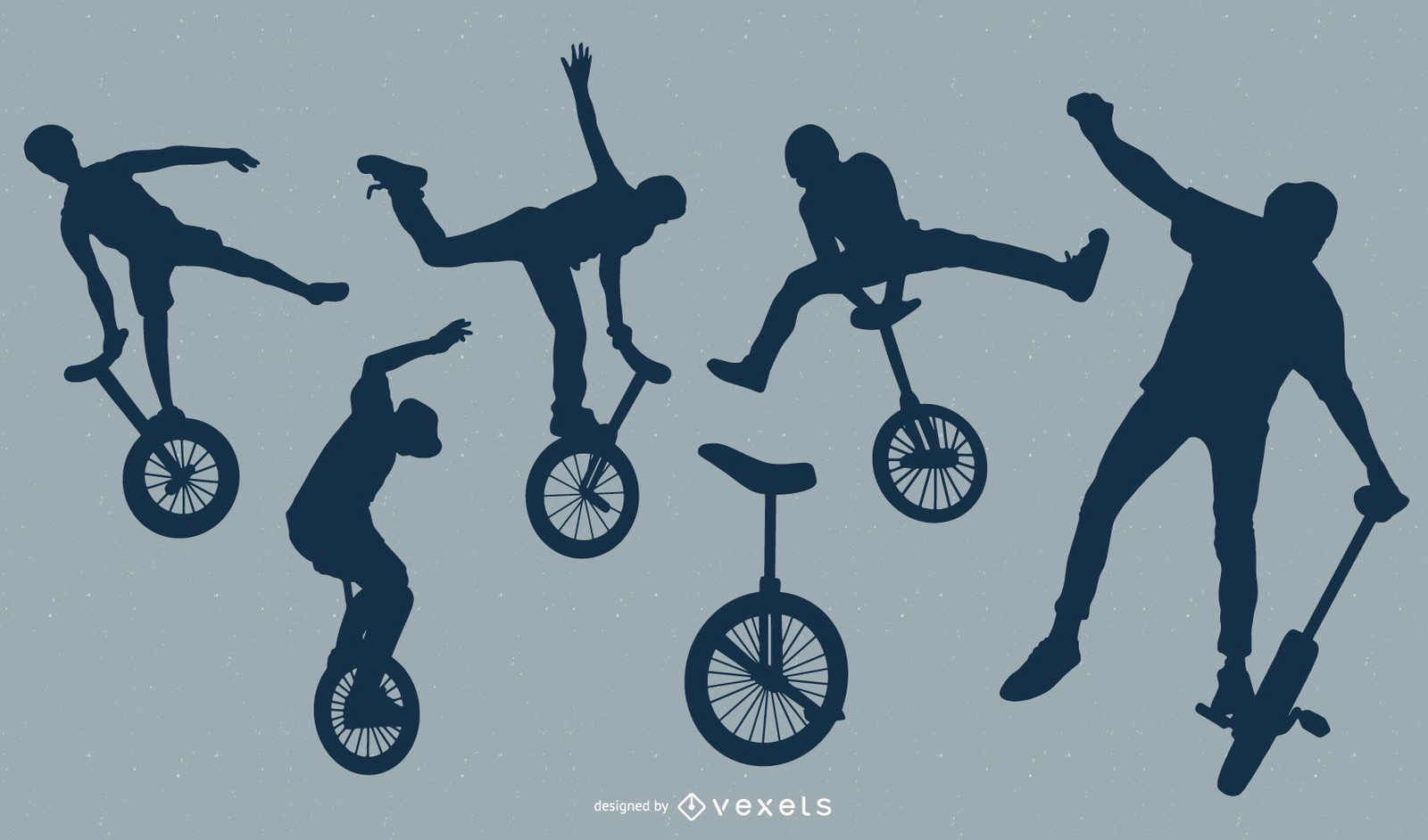 Unicycle People Silhouette Set Vector Download