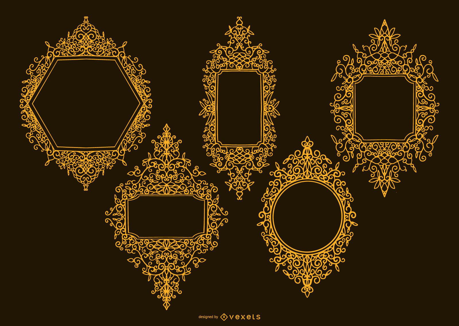 Golden Ornamental Frame Design Pack Vector Download