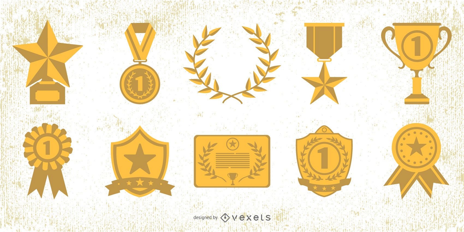 Descarga Vector De Paquete De Elementos De Premios De La Medalla De Oro