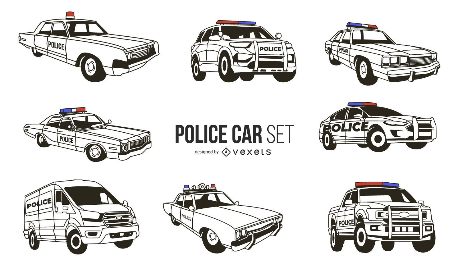 White Police Car Design Pack Vector Download